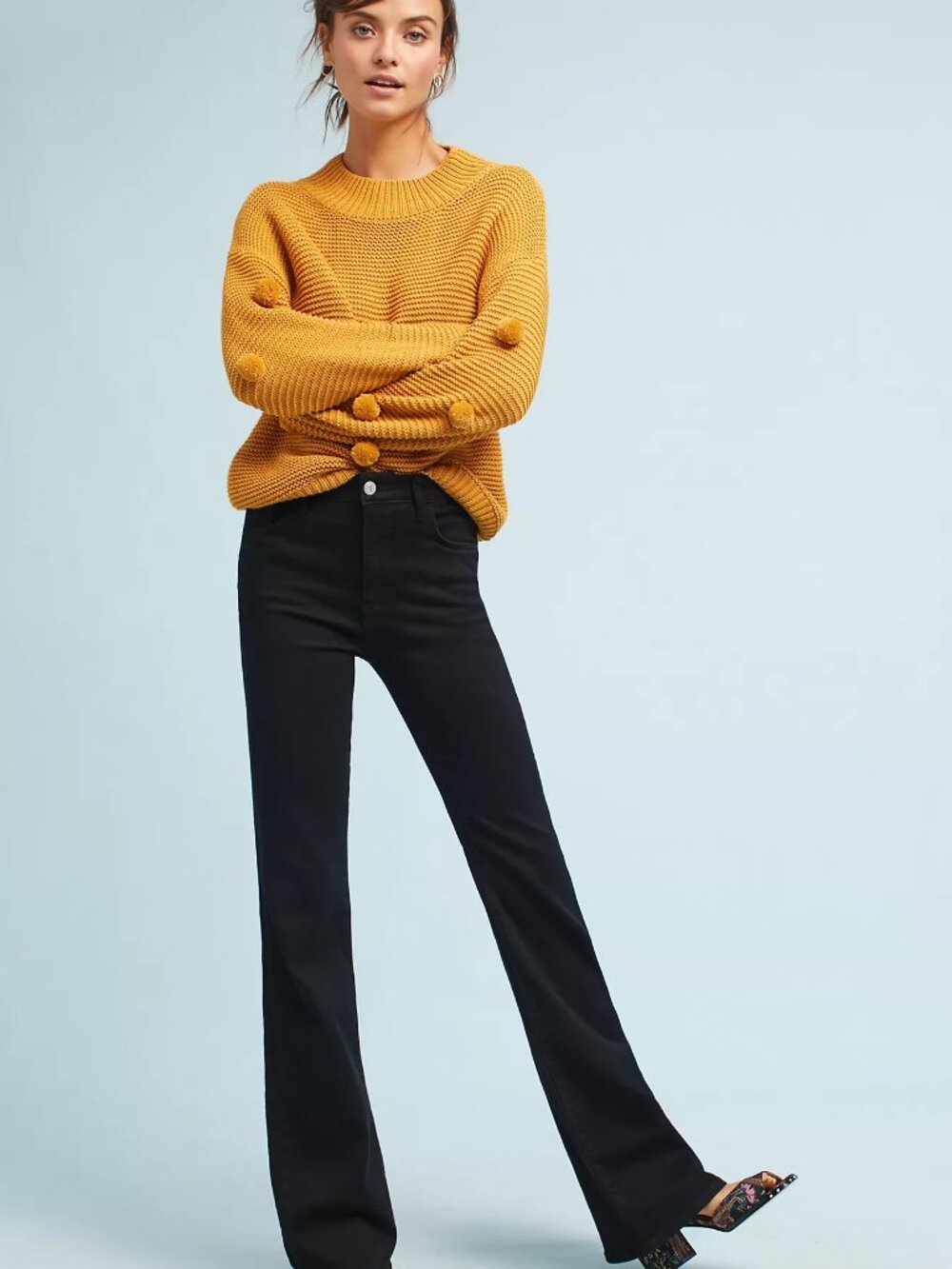 Pilcro Black High-Rise Flare Jeans - Picture 2 of 8